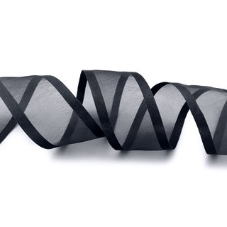 3 m x 38 mm Chiffonband mit Satin Kante SCHWARZ (09) Chiffon Dekoband Schleifenband Geschenkband ohne Draht Organza