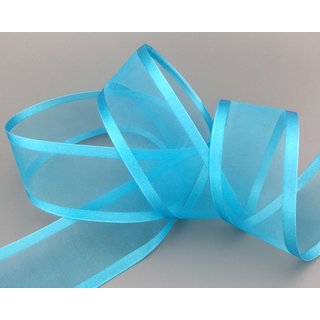 3 m x 38 mm Chiffonband mit Satin Kante TRKIS (72) Chiffon Dekoband Schleifenband Geschenkband ohne Draht Organza