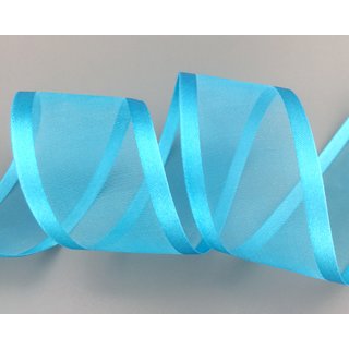 3 m x 38 mm Chiffonband mit Satin Kante TRKIS (72) Chiffon Dekoband Schleifenband Geschenkband ohne Draht Organza