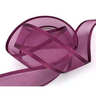 3 m x 38 mm Chiffonband mit Satin Kante WEINROT BURGUND (68) Chiffon Dekoband Schleifenband Geschenkband ohne Draht Organza