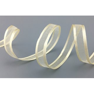 50 m x 10 mm Chiffonband mit Satin Kante Creme KRFTIG (40) Chiffon Dekoband Schleifenband Geschenkband ohne Draht Organza