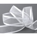 25 m x 25 mm Chiffonband mit Satin Kante WEISS (01)...