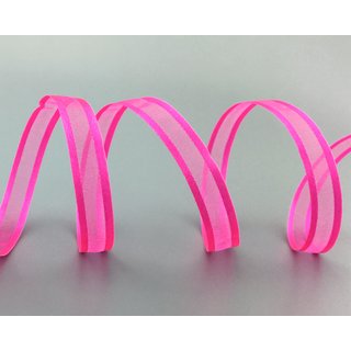 50 m x 10 mm Chiffonband mit Satin Kante PINK (55) Chiffon Dekoband Schleifenband Geschenkband ohne Draht Organza