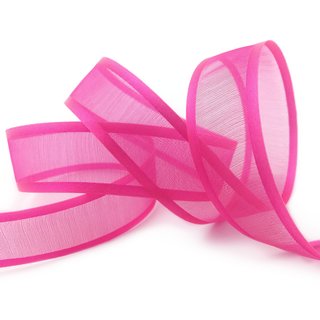 25 m x 25 mm Chiffonband mit Satin Kante PINK (55) Chiffon Dekoband Schleifenband Geschenkband ohne Draht Organza
