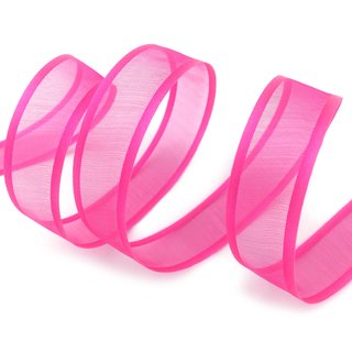 25 m x 25 mm Chiffonband mit Satin Kante PINK (55) Chiffon Dekoband Schleifenband Geschenkband ohne Draht Organza