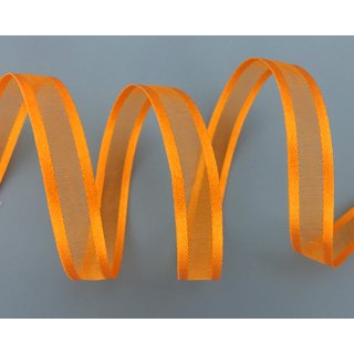 50 m x 10 mm Chiffonband mit Satin Kante ORANGE (34) Chiffon Dekoband Schleifenband Geschenkband ohne Draht Organza