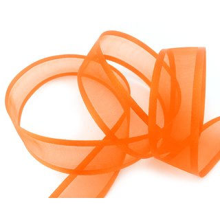 25 m x 25 mm Chiffonband mit Satin Kante ORANGE (34) Chiffon Dekoband Schleifenband Geschenkband ohne Draht Organza