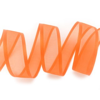 25 m x 25 mm Chiffonband mit Satin Kante ORANGE (34) Chiffon Dekoband Schleifenband Geschenkband ohne Draht Organza