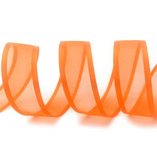 25 m x 25 mm Chiffonband mit Satin Kante ORANGE (34) Chiffon Dekoband Schleifenband Geschenkband ohne Draht Organza