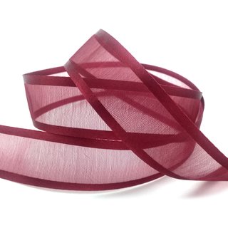 25 m x 25 mm Chiffonband mit Satin Kante BORDEAUX (66) Chiffon Dekoband Schleifenband Geschenkband ohne Draht Organza