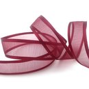 25 m x 25 mm Chiffonband mit Satin Kante BORDEAUX (66)...