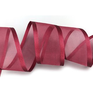 25 m x 38 mm Chiffonband mit Satin Kante BORDEAUX (66) Chiffon Dekoband Schleifenband Geschenkband ohne Draht Organza