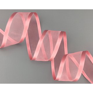 25 m x 38 mm Chiffonband mit Satin Kante ALTROSA Rosa (53) Chiffon Dekoband Schleifenband Geschenkband ohne Draht Organza