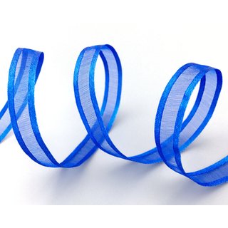 50 m x 10 mm Chiffonband mit Satin Kante BLAU ROYALBLAU (77) Chiffon Dekoband Schleifenband Geschenkband ohne Draht Organza