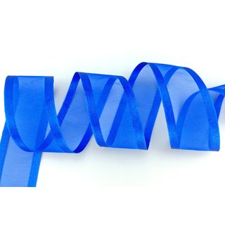 25 m x 38 mm Chiffonband mit Satin Kante BLAU ROYALBLAU (77) Chiffon Dekoband Schleifenband Geschenkband ohne Draht Organza