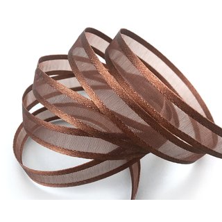50 m x 10 mm Chiffonband mit Satin Kante BRAUN (48) Chiffon Dekoband Schleifenband Geschenkband ohne Draht Organza