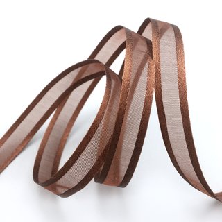50 m x 10 mm Chiffonband mit Satin Kante BRAUN (48) Chiffon Dekoband Schleifenband Geschenkband ohne Draht Organza