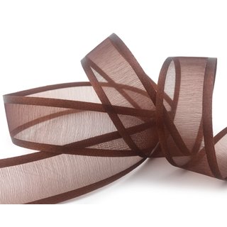 25 m x 25 mm Chiffonband mit Satin Kante BRAUN (48) Chiffon Dekoband Schleifenband Geschenkband ohne Draht Organza