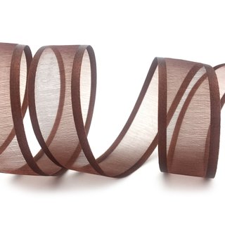 25 m x 25 mm Chiffonband mit Satin Kante BRAUN (48) Chiffon Dekoband Schleifenband Geschenkband ohne Draht Organza