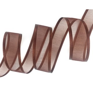 25 m x 25 mm Chiffonband mit Satin Kante BRAUN (48) Chiffon Dekoband Schleifenband Geschenkband ohne Draht Organza