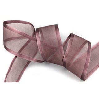25 m x 38 mm Chiffonband mit Satin Kante BRAUN (48) Chiffon Dekoband Schleifenband Geschenkband ohne Draht Organza