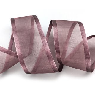 25 m x 38 mm Chiffonband mit Satin Kante BRAUN (48) Chiffon Dekoband Schleifenband Geschenkband ohne Draht Organza