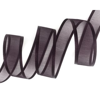 25 m x 25 mm Chiffonband mit Satin Kante DUNKELBRAUN Chiffon Dekoband Schleifenband Geschenkband ohne Draht Organza