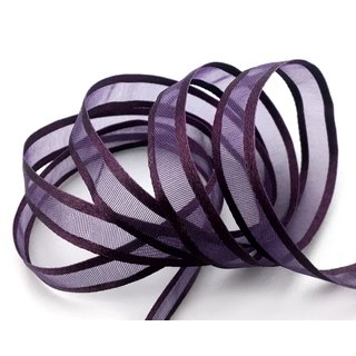 50 m x 10 mm Chiffonband mit Satin Kante PFLAUME DUNKELLILA (86) Chiffon Dekoband Schleifenband Geschenkband ohne Draht Organza