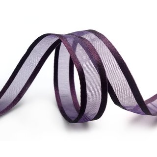 50 m x 10 mm Chiffonband mit Satin Kante PFLAUME DUNKELLILA (86) Chiffon Dekoband Schleifenband Geschenkband ohne Draht Organza