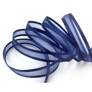 50 m x 10 mm Chiffonband mit Satin Kante DUNKELBLAU (79) Chiffon Dekoband Schleifenband Geschenkband ohne Draht Organza