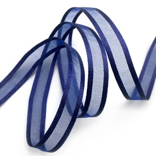 50 m x 10 mm Chiffonband mit Satin Kante DUNKELBLAU (79) Chiffon Dekoband Schleifenband Geschenkband ohne Draht Organza