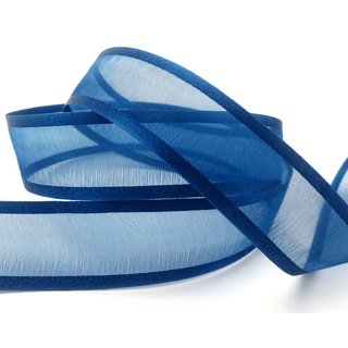 25 m x 25 mm Chiffonband mit Satin Kante DUNKELBLAU (79) Chiffon Dekoband Schleifenband Geschenkband ohne Draht Organza