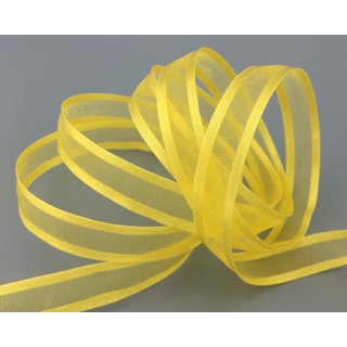 50 m x 10 mm Chiffonband mit Satin Kante GELB (15) Chiffon Dekoband Schleifenband Geschenkband ohne Draht Organza