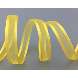 50 m x 10 mm Chiffonband mit Satin Kante GELB (15) Chiffon Dekoband Schleifenband Geschenkband ohne Draht Organza