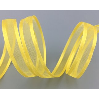 50 m x 10 mm Chiffonband mit Satin Kante GELB (15) Chiffon Dekoband Schleifenband Geschenkband ohne Draht Organza