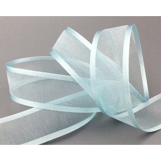 25 m x 25 mm Chiffonband mit Satin Kante HELLBLAU (71) Chiffon Dekoband Schleifenband Geschenkband ohne Draht Organza