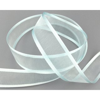 25 m x 25 mm Chiffonband mit Satin Kante HELLBLAU (71) Chiffon Dekoband Schleifenband Geschenkband ohne Draht Organza