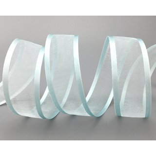 25 m x 25 mm Chiffonband mit Satin Kante HELLBLAU (71) Chiffon Dekoband Schleifenband Geschenkband ohne Draht Organza