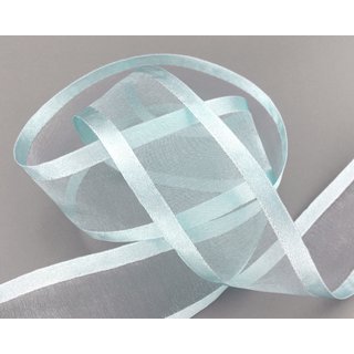 25 m x 38 mm Chiffonband mit Satin Kante HELLBLAU (71) Chiffon Dekoband Schleifenband Geschenkband ohne Draht Organza