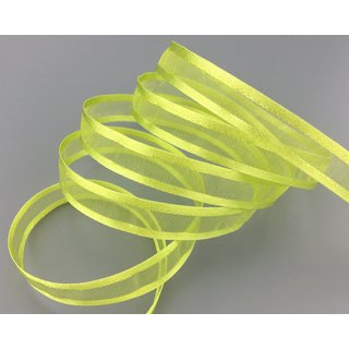 50 m x 10 mm Chiffonband mit Satin Kante HELLGRN (22) Chiffon Dekoband Schleifenband Geschenkband ohne Draht Organza