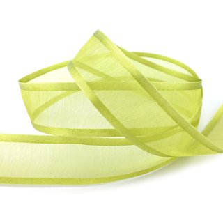 25 m x 25 mm Chiffonband mit Satin Kante HELLGRN (22) Chiffon Dekoband Schleifenband Geschenkband ohne Draht Organza
