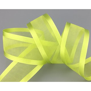 25 m x 38 mm Chiffonband mit Satin Kante HELLGRN (22) Chiffon Dekoband Schleifenband Geschenkband ohne Draht Organza