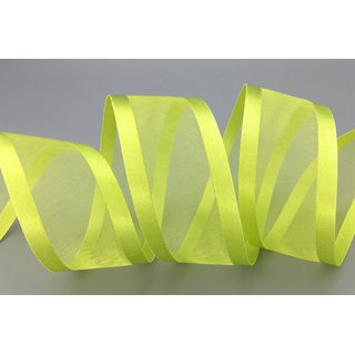 25 m x 38 mm Chiffonband mit Satin Kante HELLGRN (22) Chiffon Dekoband Schleifenband Geschenkband ohne Draht Organza