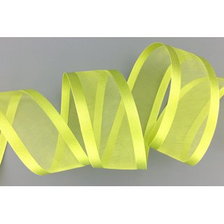 25 m x 38 mm Chiffonband mit Satin Kante HELLGRN (22) Chiffon Dekoband Schleifenband Geschenkband ohne Draht Organza