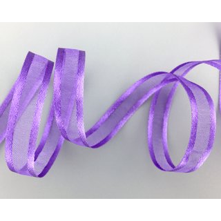 50 m x 10 mm Chiffonband mit Satin Kante LAVENDEL (84) Chiffon Dekoband Schleifenband Geschenkband ohne Draht Organza