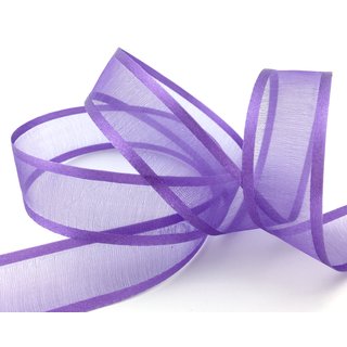25 m x 25 mm Chiffonband mit Satin Kante LAVENDEL (84) Chiffon Dekoband Schleifenband Geschenkband ohne Draht Organza