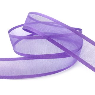 25 m x 25 mm Chiffonband mit Satin Kante LAVENDEL (84) Chiffon Dekoband Schleifenband Geschenkband ohne Draht Organza