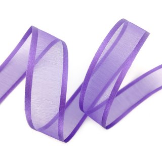 25 m x 25 mm Chiffonband mit Satin Kante LAVENDEL (84) Chiffon Dekoband Schleifenband Geschenkband ohne Draht Organza