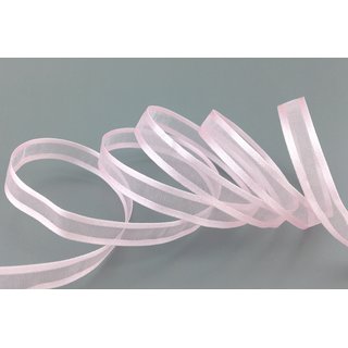 50 m x 10 mm Chiffonband mit Satin Kante ROSA HELLROSA (50) Chiffon Dekoband Schleifenband Geschenkband ohne Draht Organza