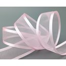 25 m x 25 mm Chiffonband mit Satin Kante ROSA HELLROSA...